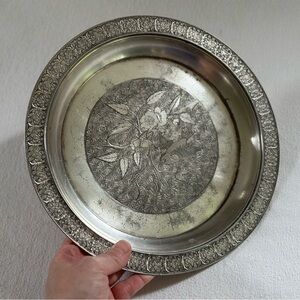 Vintage silver plated, decorative serving plate